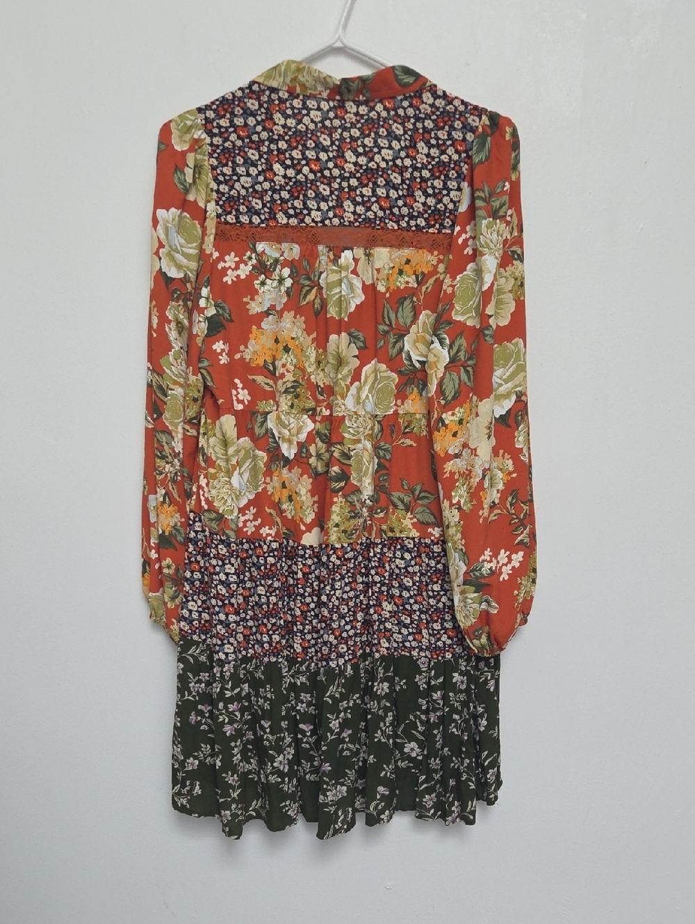 UMGEE Babydoll Teir Dress Rust Peasant Top Tunic Boho Floral Paisley Tiered Sz M - Picture 6 of 14
